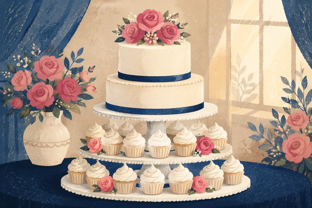 Elegant White Wedding Cake Dessert Display