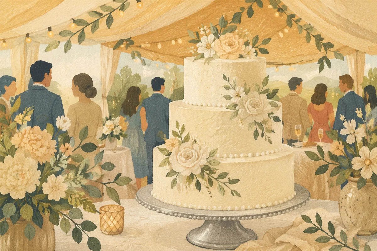 Elegant Three-Tier White Wedding Cake