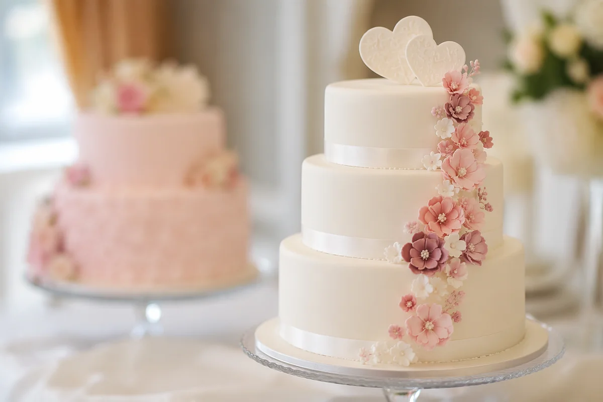 Elegant Three Tier White Wedding Cake
