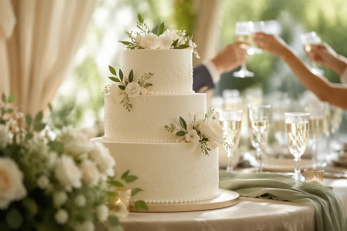 Elegant Three-Tier White Wedding Cake