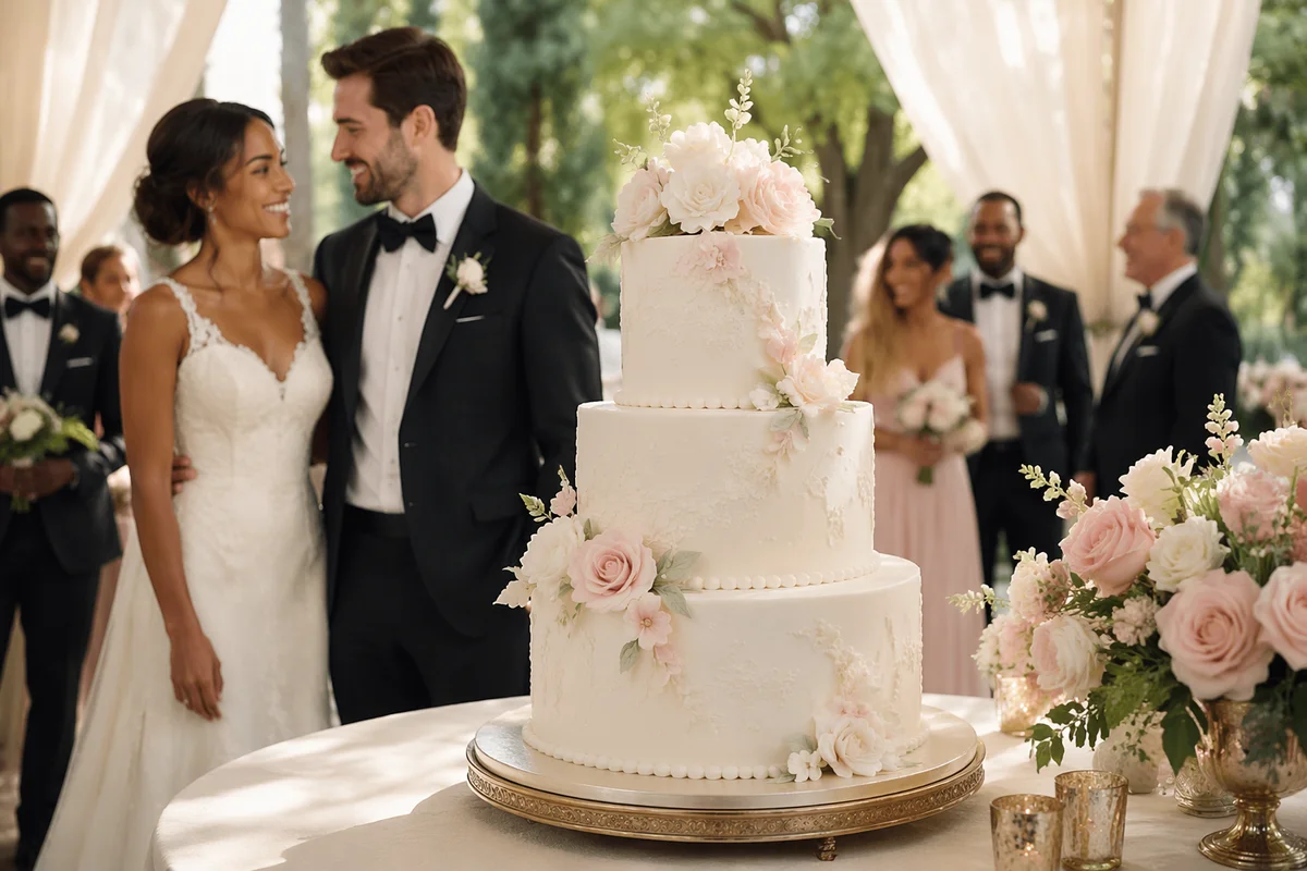 Elegant Three Tier Wedding Cake Display