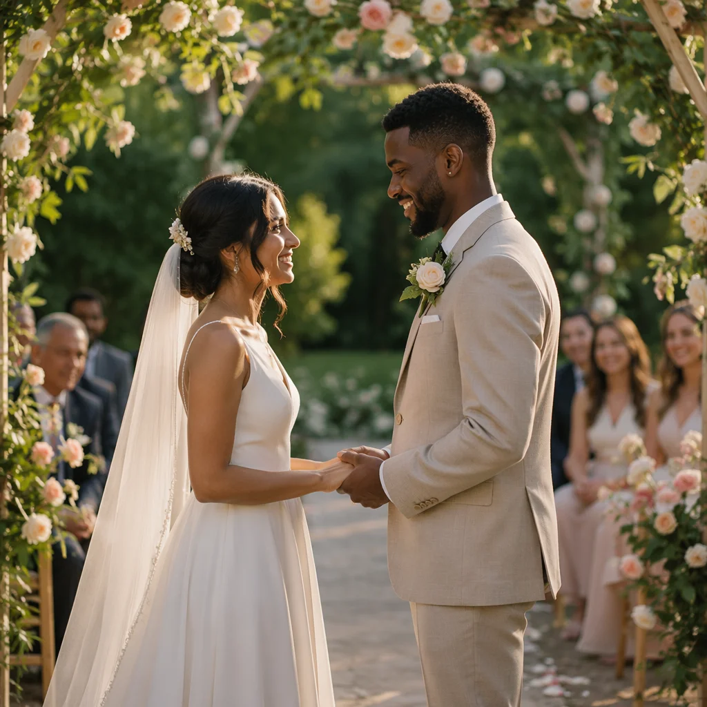 Romantic Garden Wedding Ceremony at Golden Hour