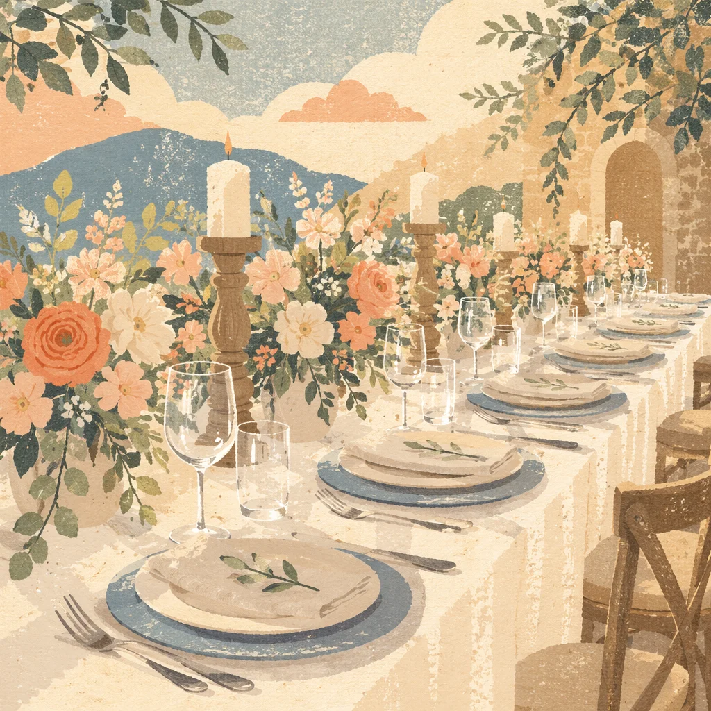 Elegant Wedding Reception Table with Candles