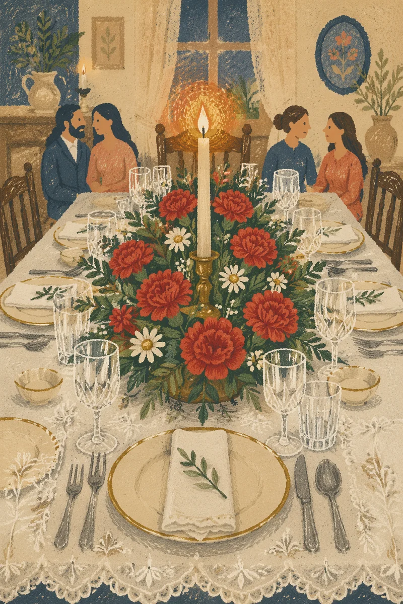 Elegant Wedding Reception Table with Candlelight
