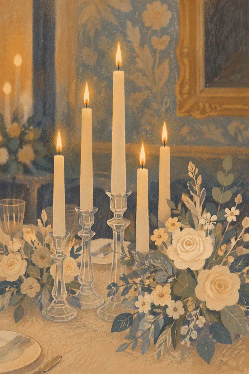 Romantic Wedding Reception Candles and Flowers