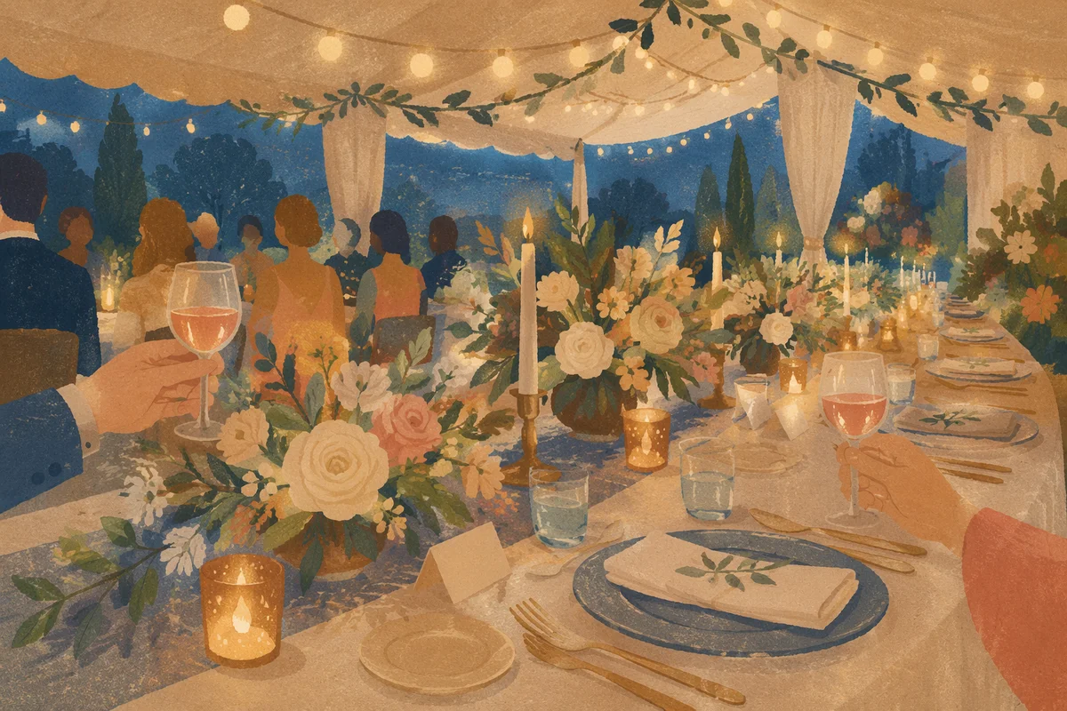 Romantic Wedding Reception Table with Candles