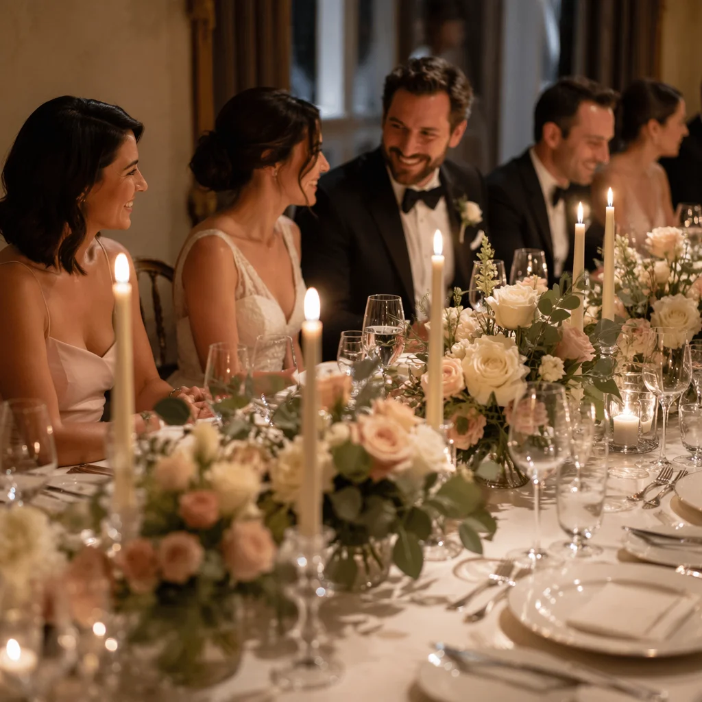 Elegant Wedding Reception Table with Candles