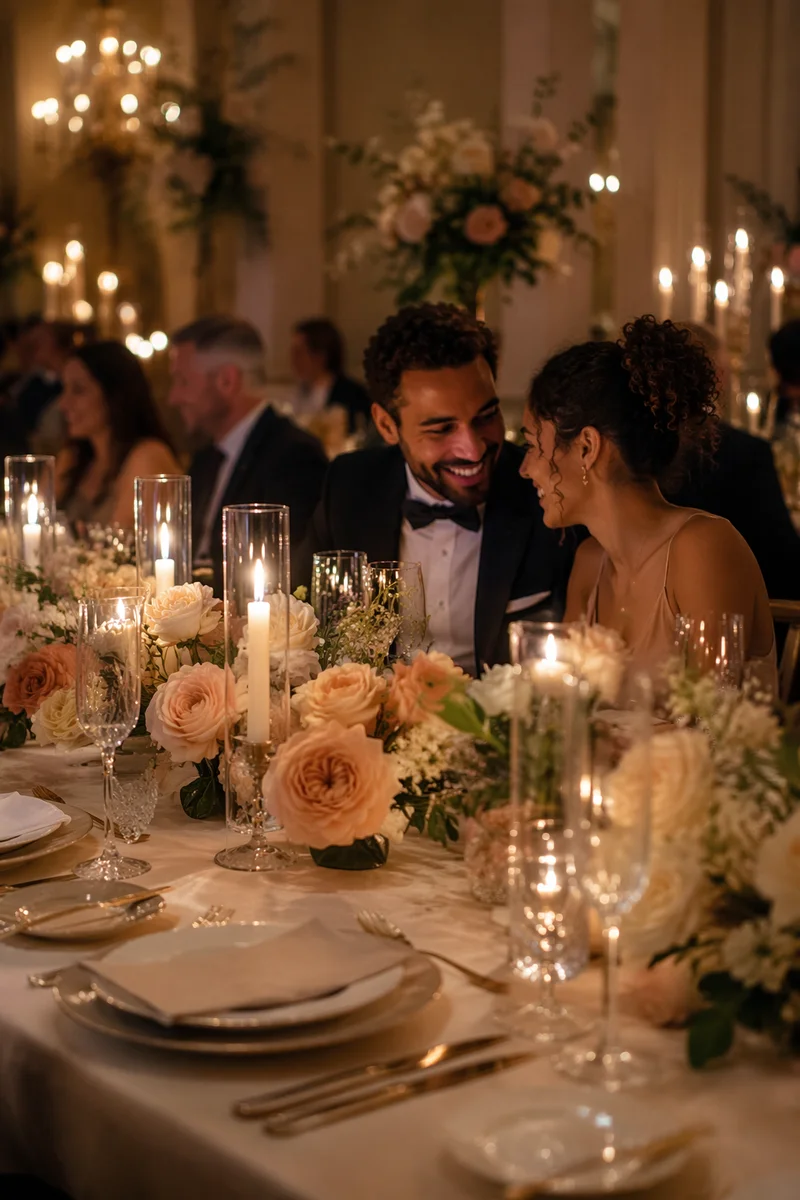 Elegant Wedding Reception Table with Candles
