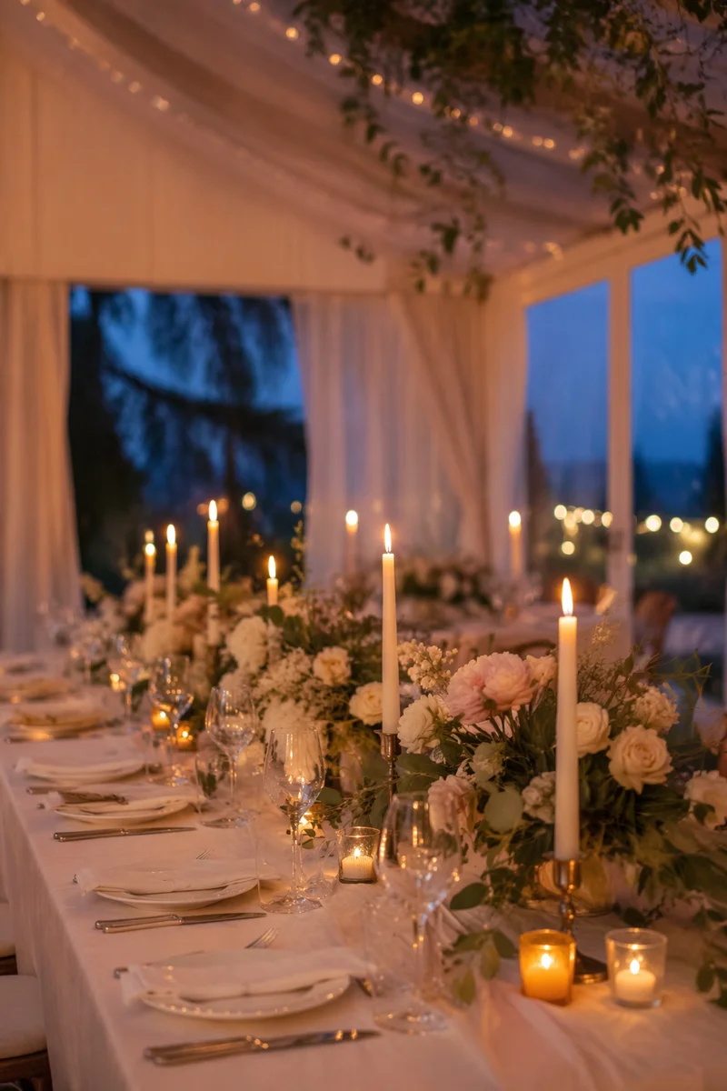 Elegant Wedding Reception Table with Candles