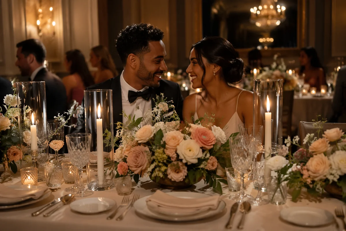 Elegant Wedding Reception Table with Candles