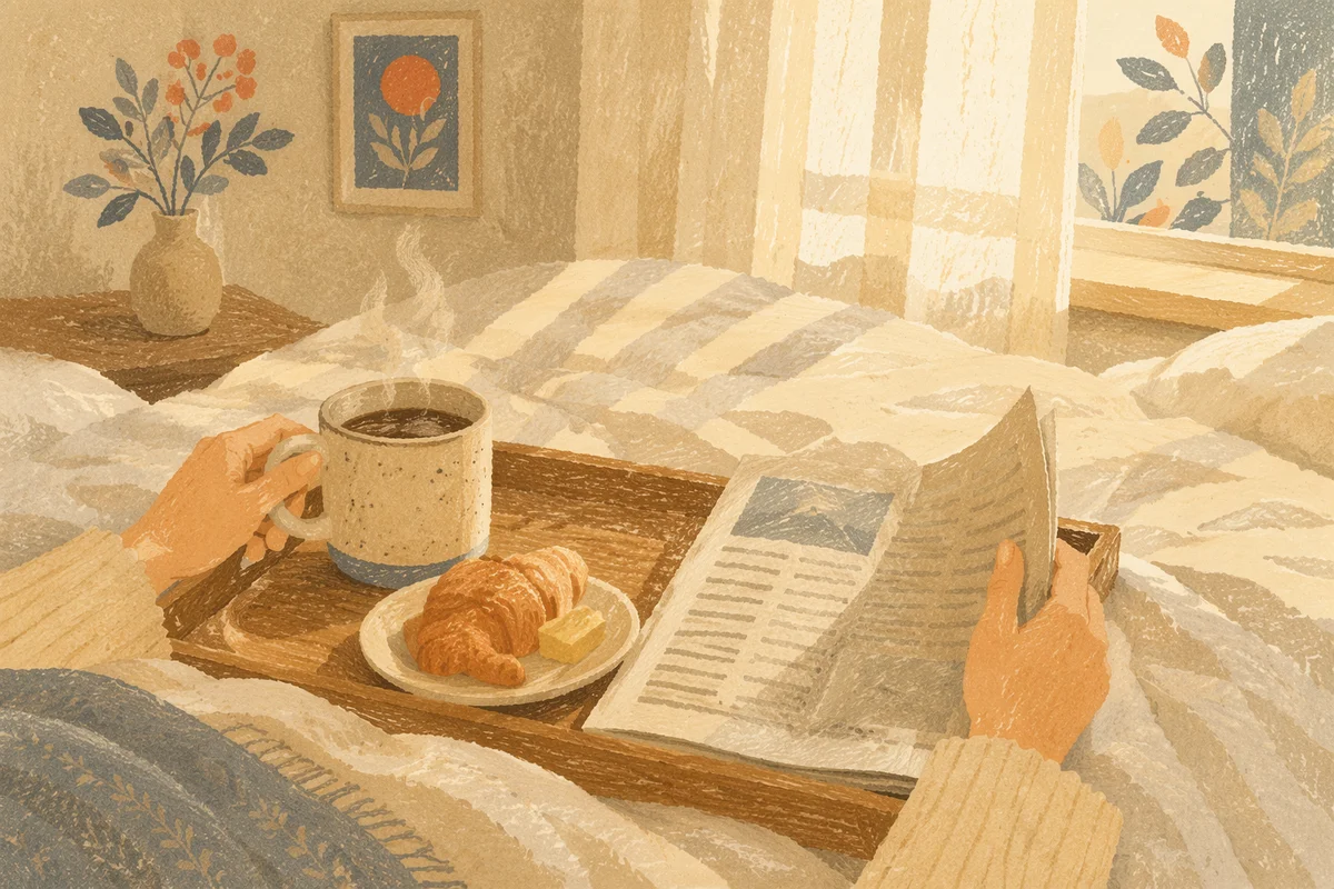 Cozy Weekend Morning Coffee in Bed