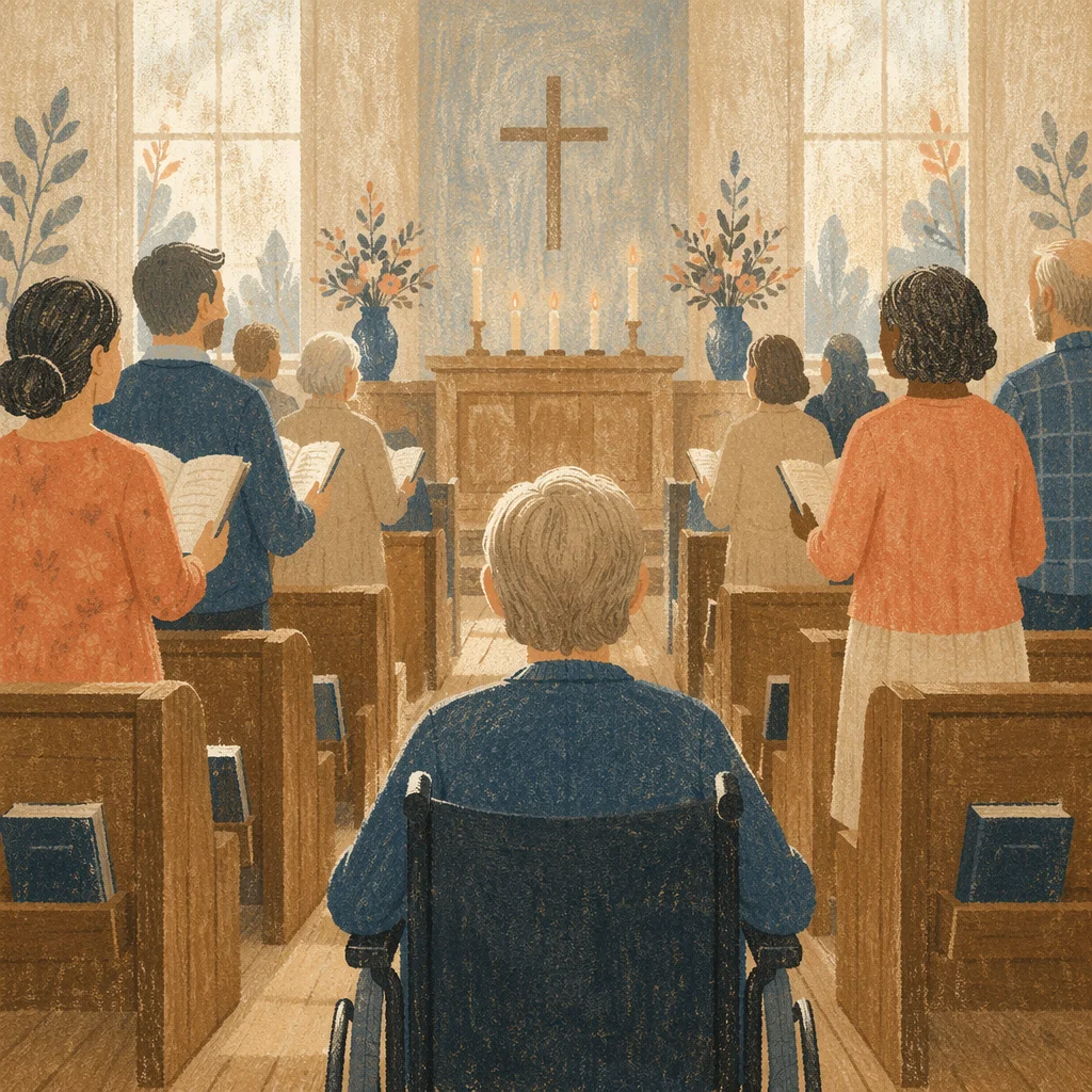 Wheelchair User in Chapel Worship Service