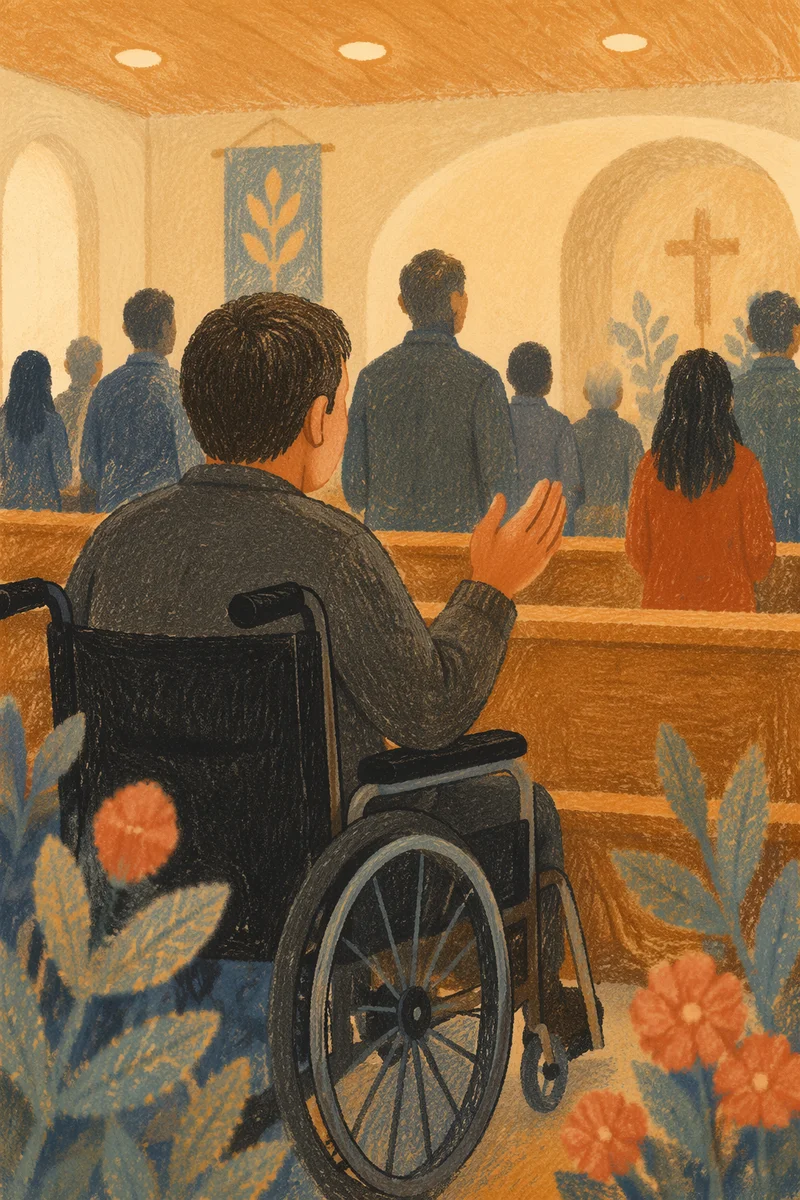 Wheelchair User in Church Sanctuary Worship