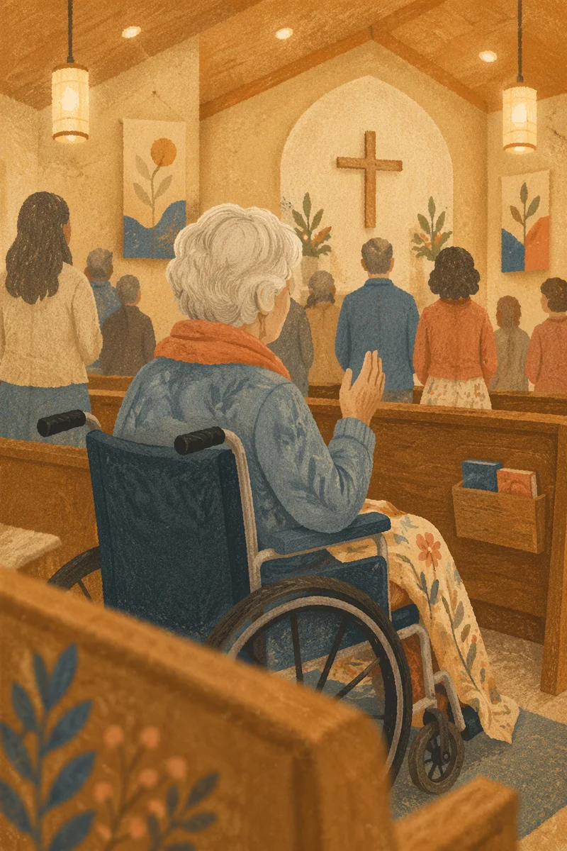Wheelchair User in Church Worship Service