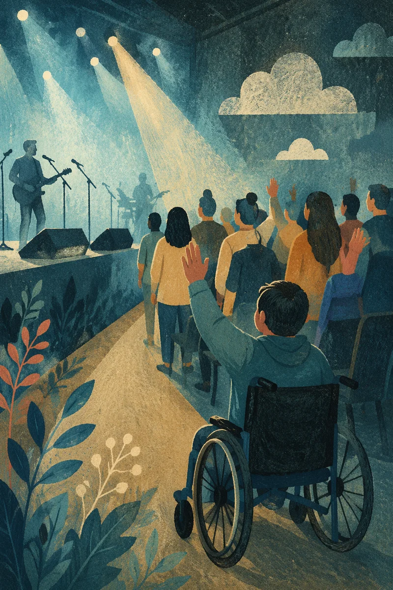 Wheelchair User in Contemporary Worship Hall