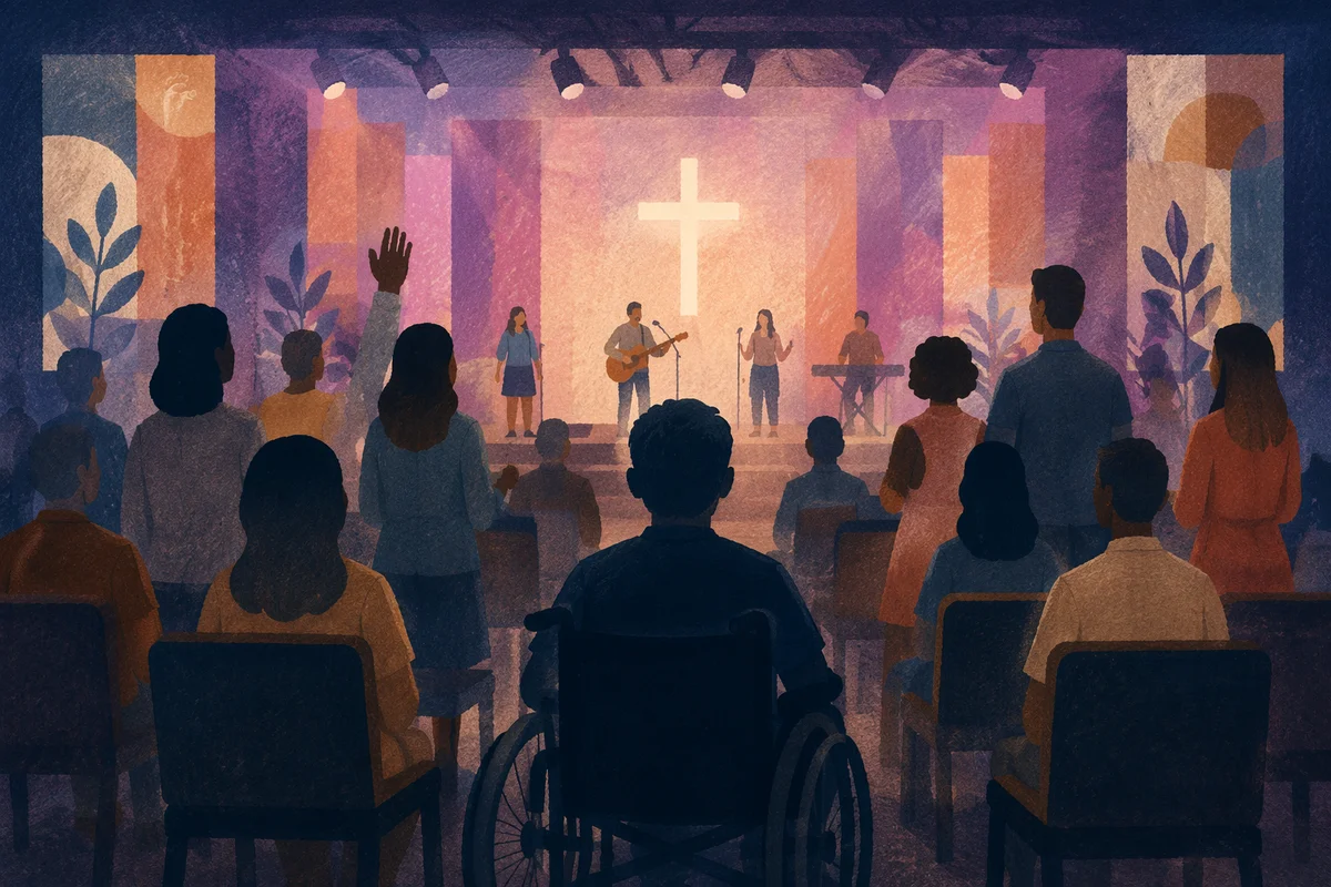 Wheelchair User in Church Worship Service