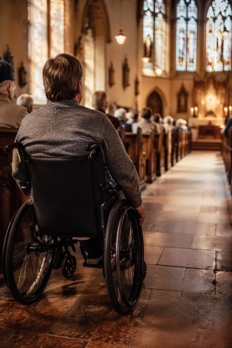 Wheelchair User in Quiet Church Service