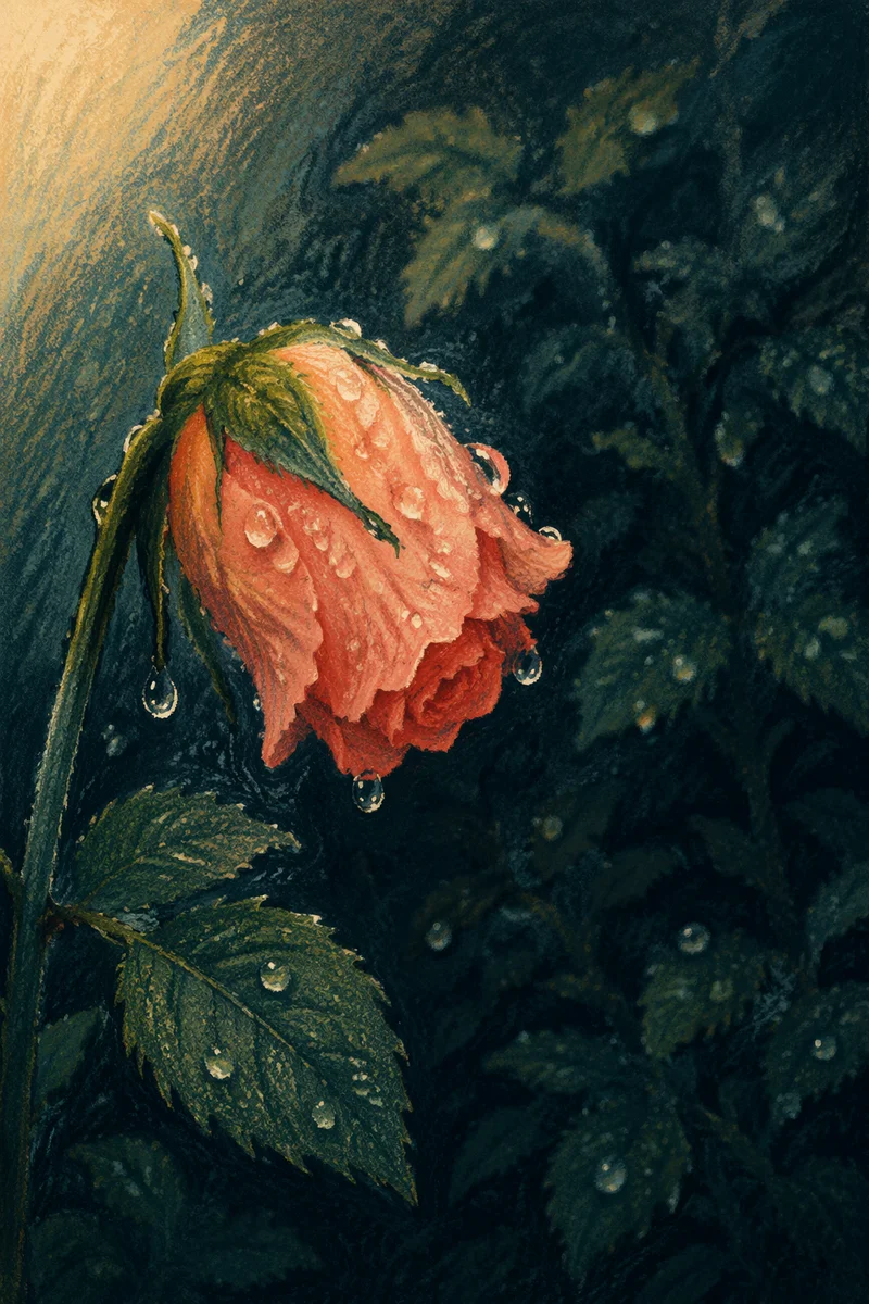 Reviving Wilted Rosebud with Morning Dew
