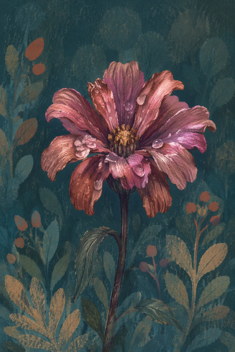 Wilted Flower Reviving in Gentle Mist