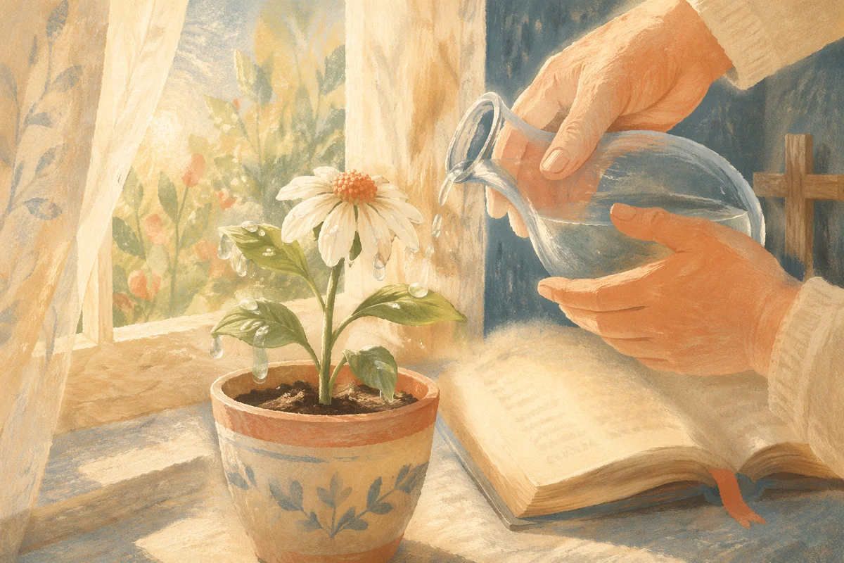 Wilted Flower Revived by Morning Water