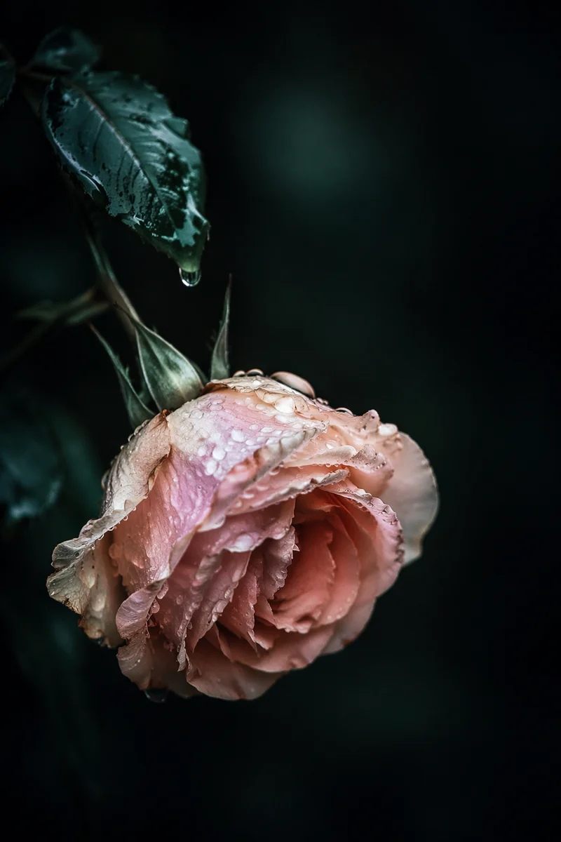 Reviving Wilted Rose With Morning Water Drops