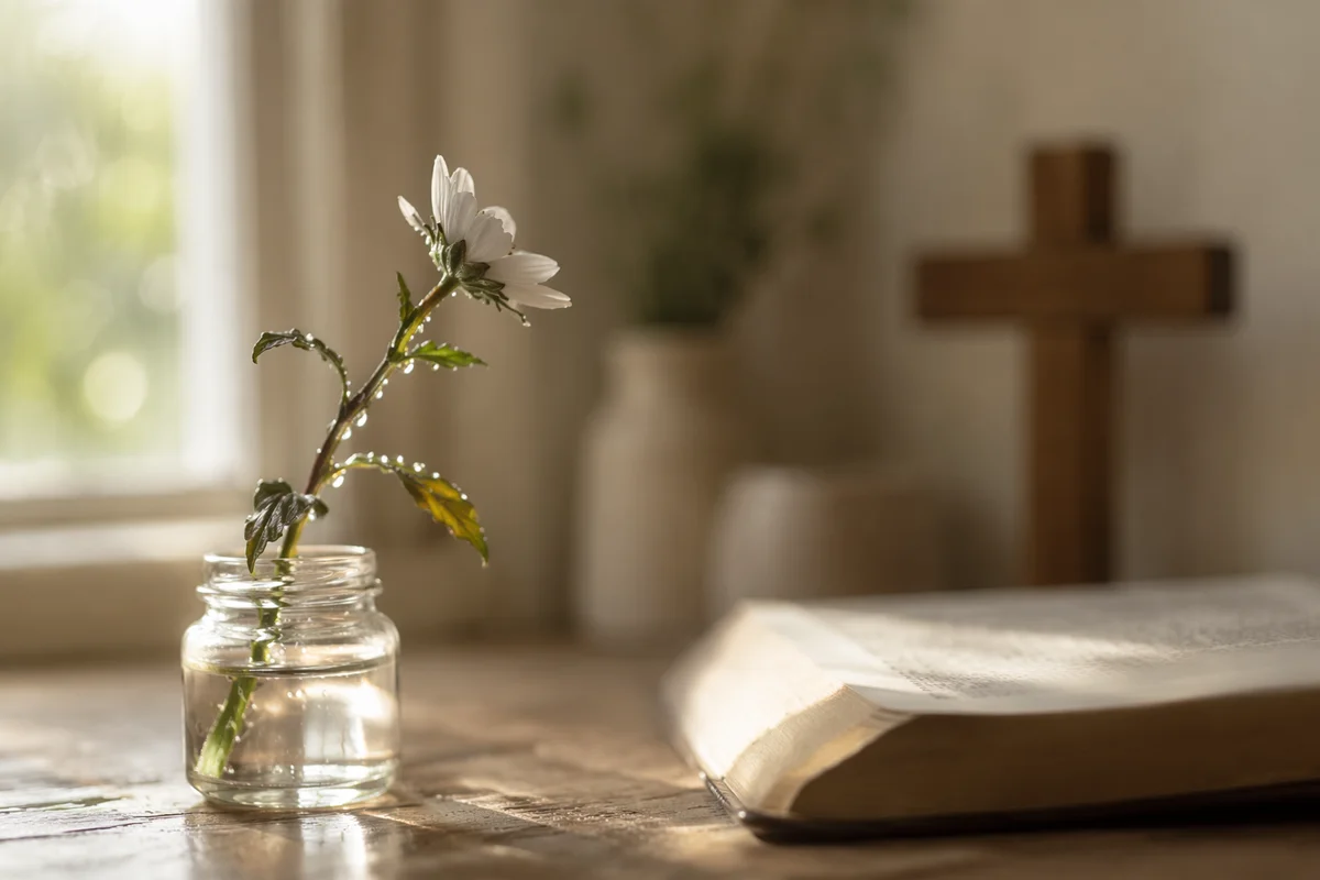 Reviving Wildflower with Morning Water Drops
