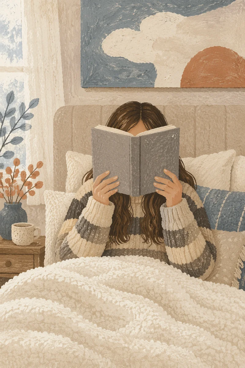 Cozy Morning Bible Reading Under Sherpa Blanket