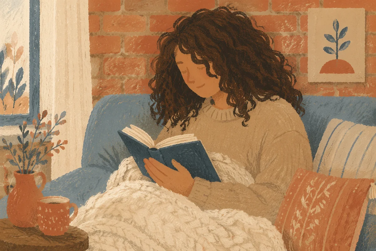 Cozy Woman Reading Bible at Home