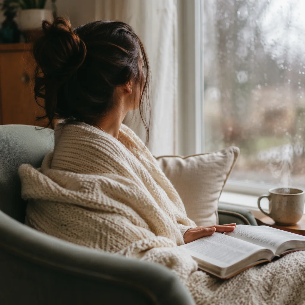 Cozy Morning Bible Reflection by Window