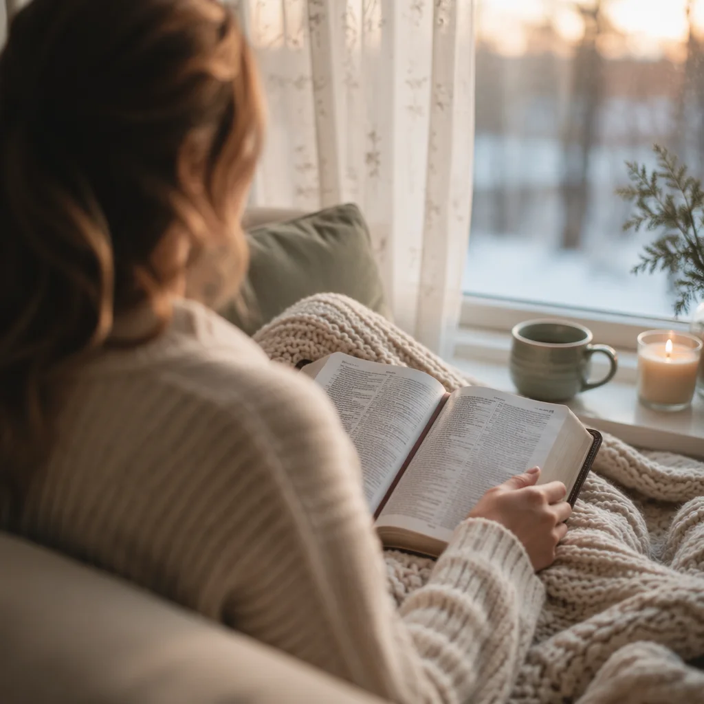 Woman Reading on Cozy Window Seat