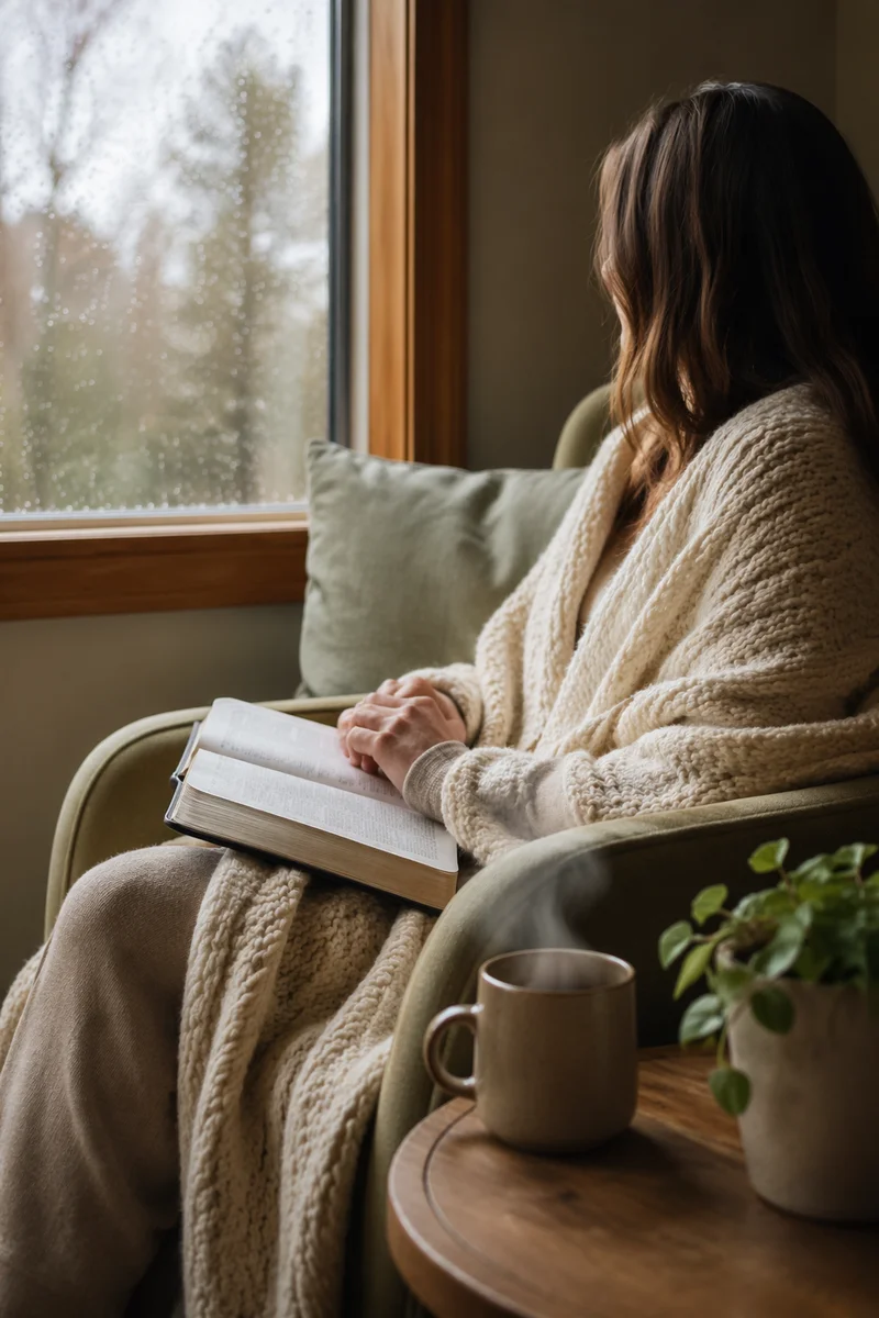 Cozy Morning Bible Quiet Time by Window