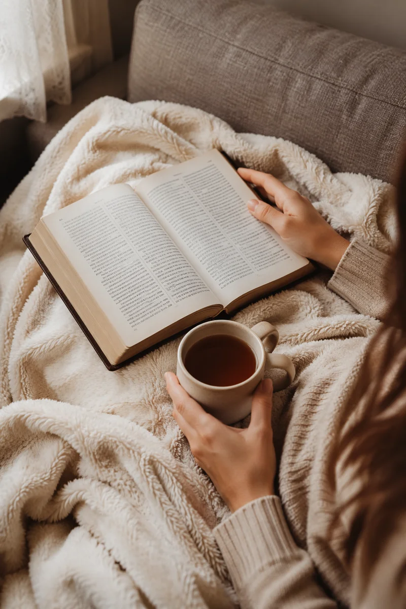 Cozy Morning Bible Quiet Time Scene