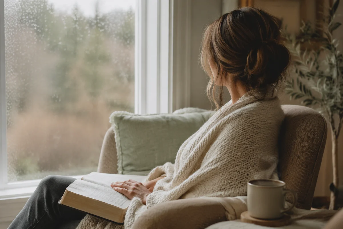 Woman in Cozy Morning Bible Reflection