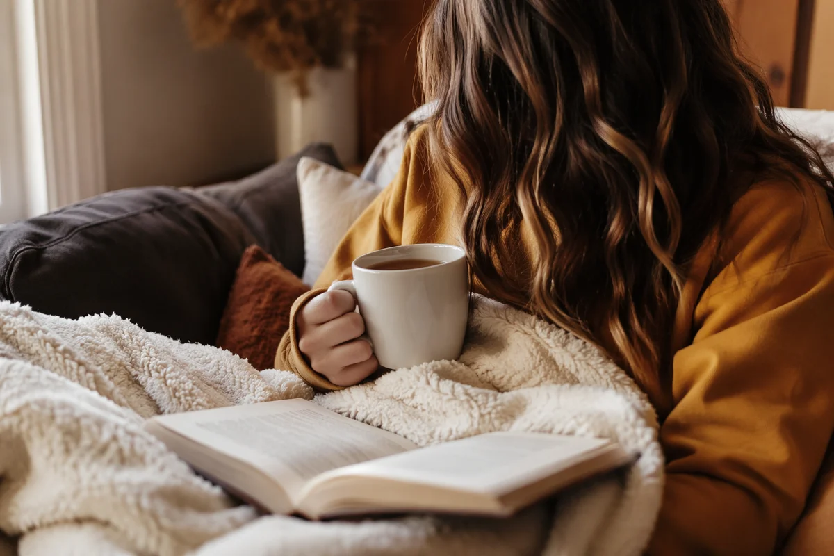 Cozy Morning Reading on Sofa