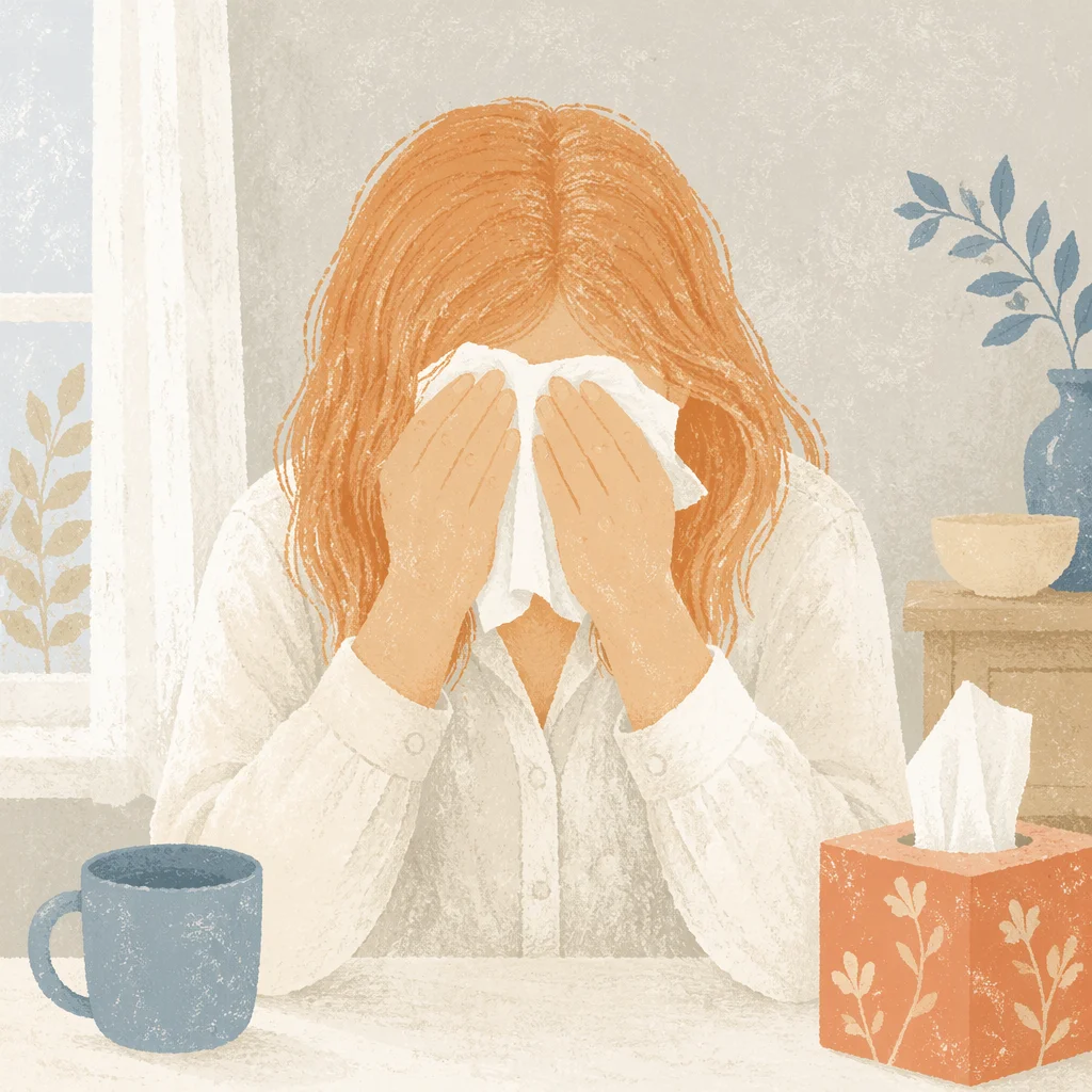 Woman Wiping Tears in Quiet Comfort