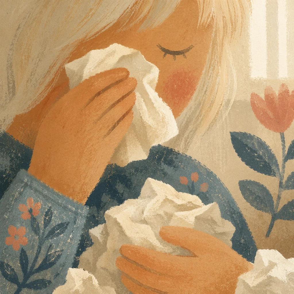Woman Wiping Tears in Quiet Comfort