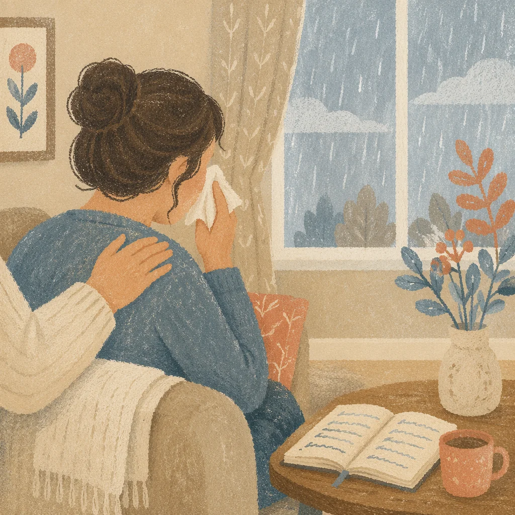 Tender Comfort by a Rainy Window