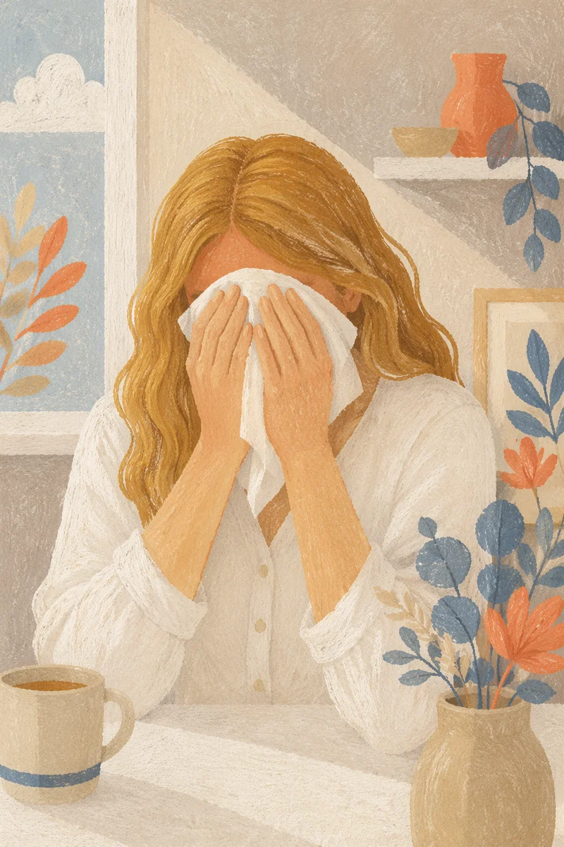 Woman Wiping Tears in Quiet Comfort