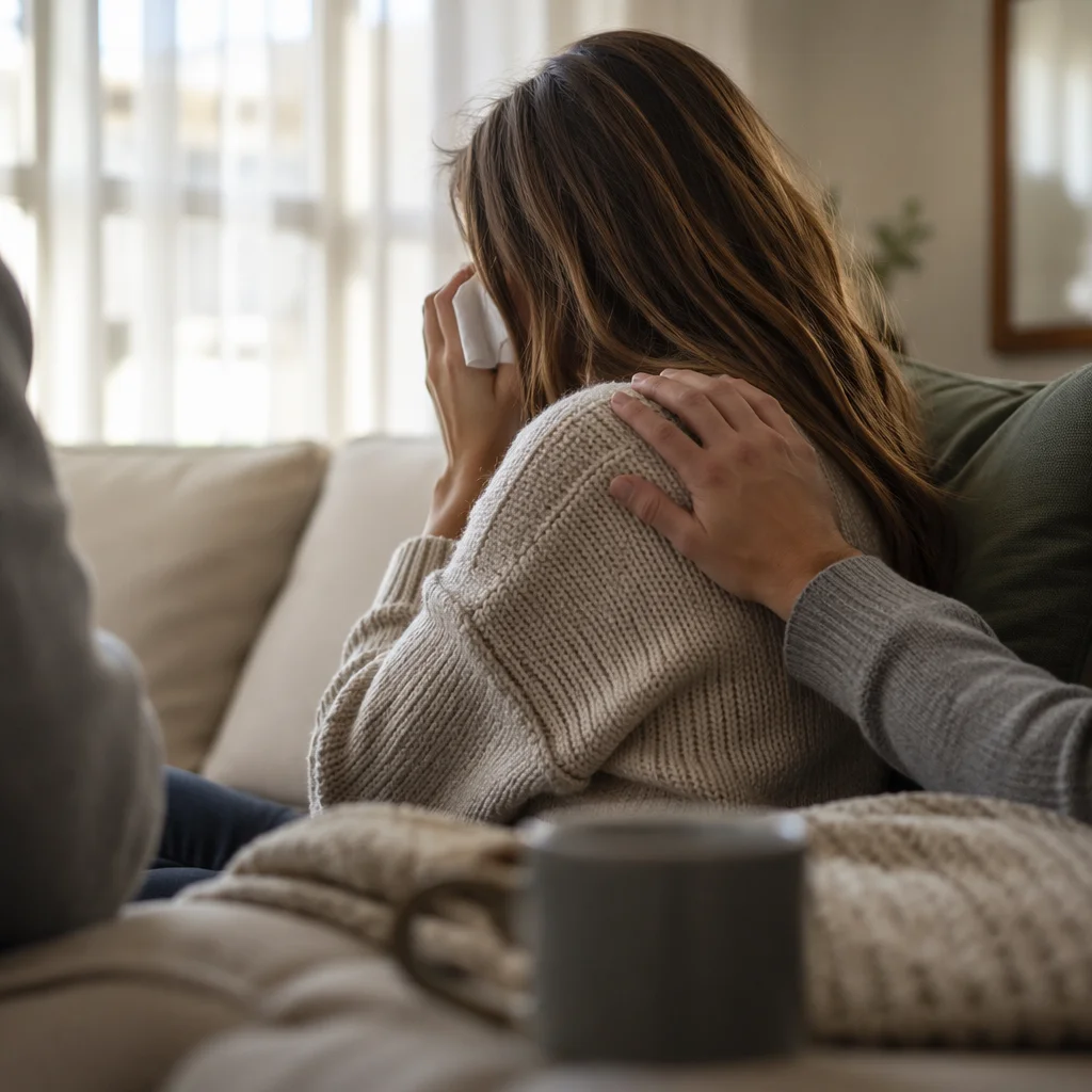 Comforting Support for Woman in Tears