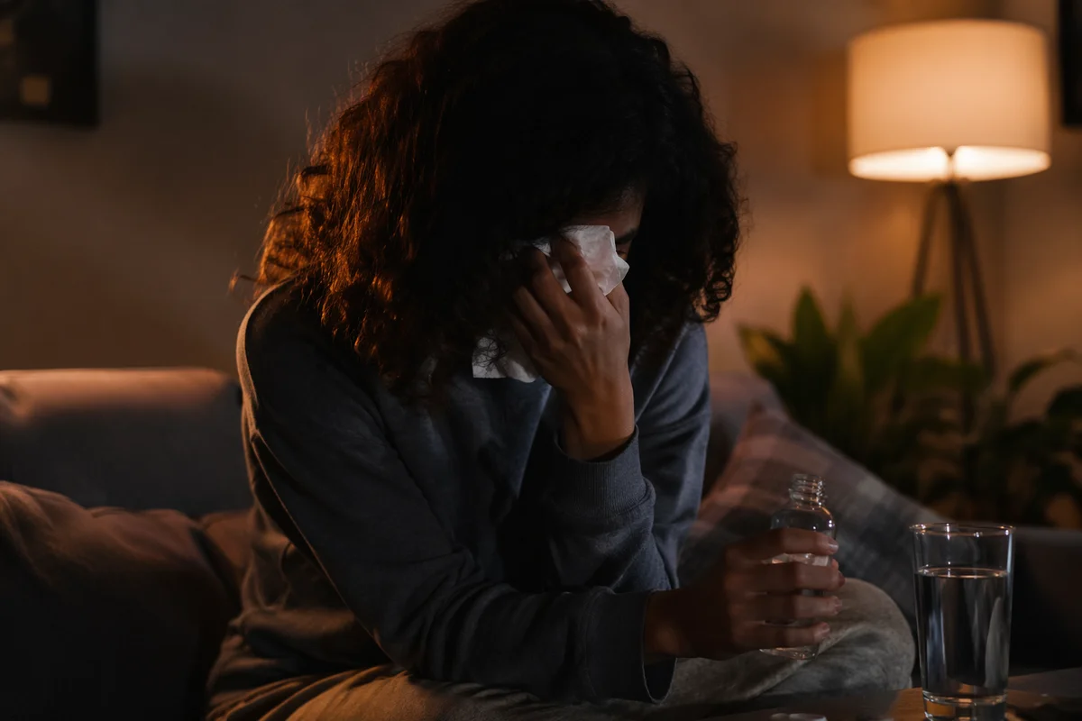 Comforting Tears in a Quiet Evening Home
