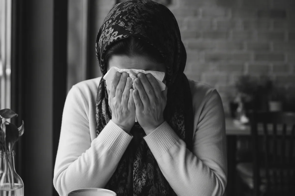 Woman Finding Comfort While Wiping Tears