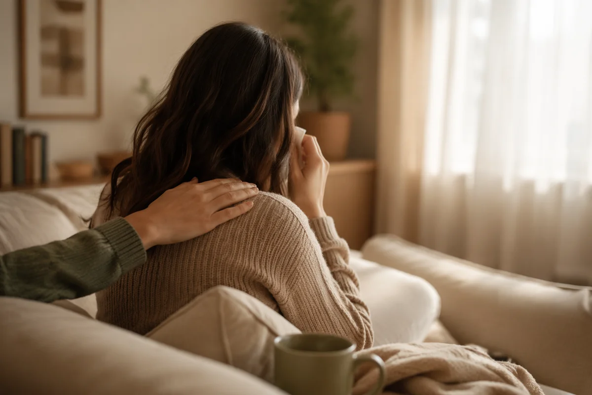 Comforting Support for a Tearful Woman
