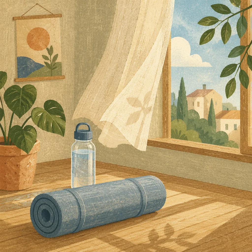 Sunlit Yoga Mat and Water Bottle