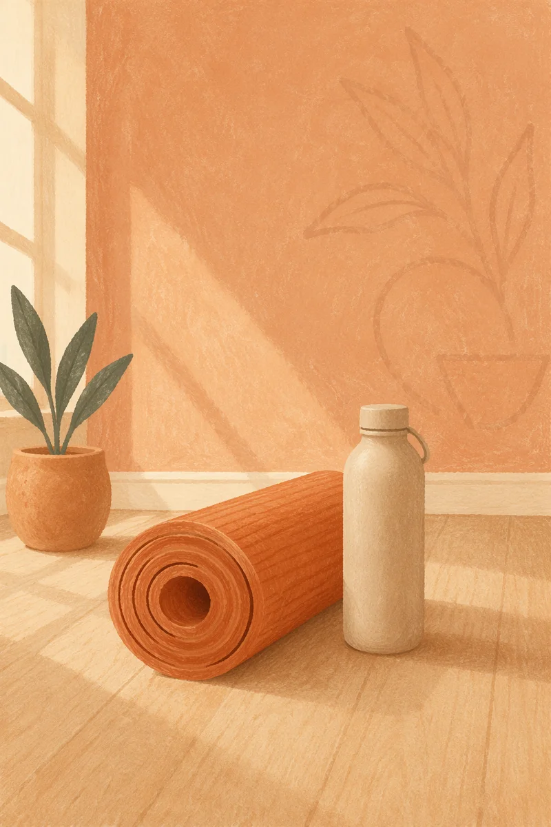 Terracotta Yoga Mat and Water Bottle