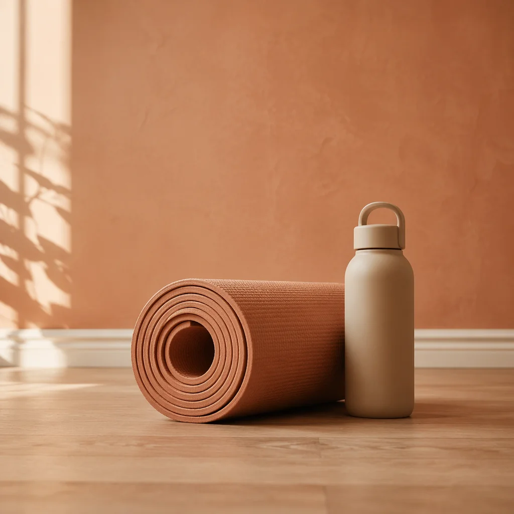 Terracotta Yoga Mat and Water Bottle