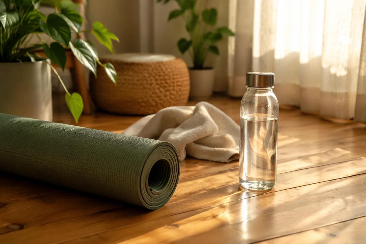 Sunlit Yoga Mat and Water Bottle
