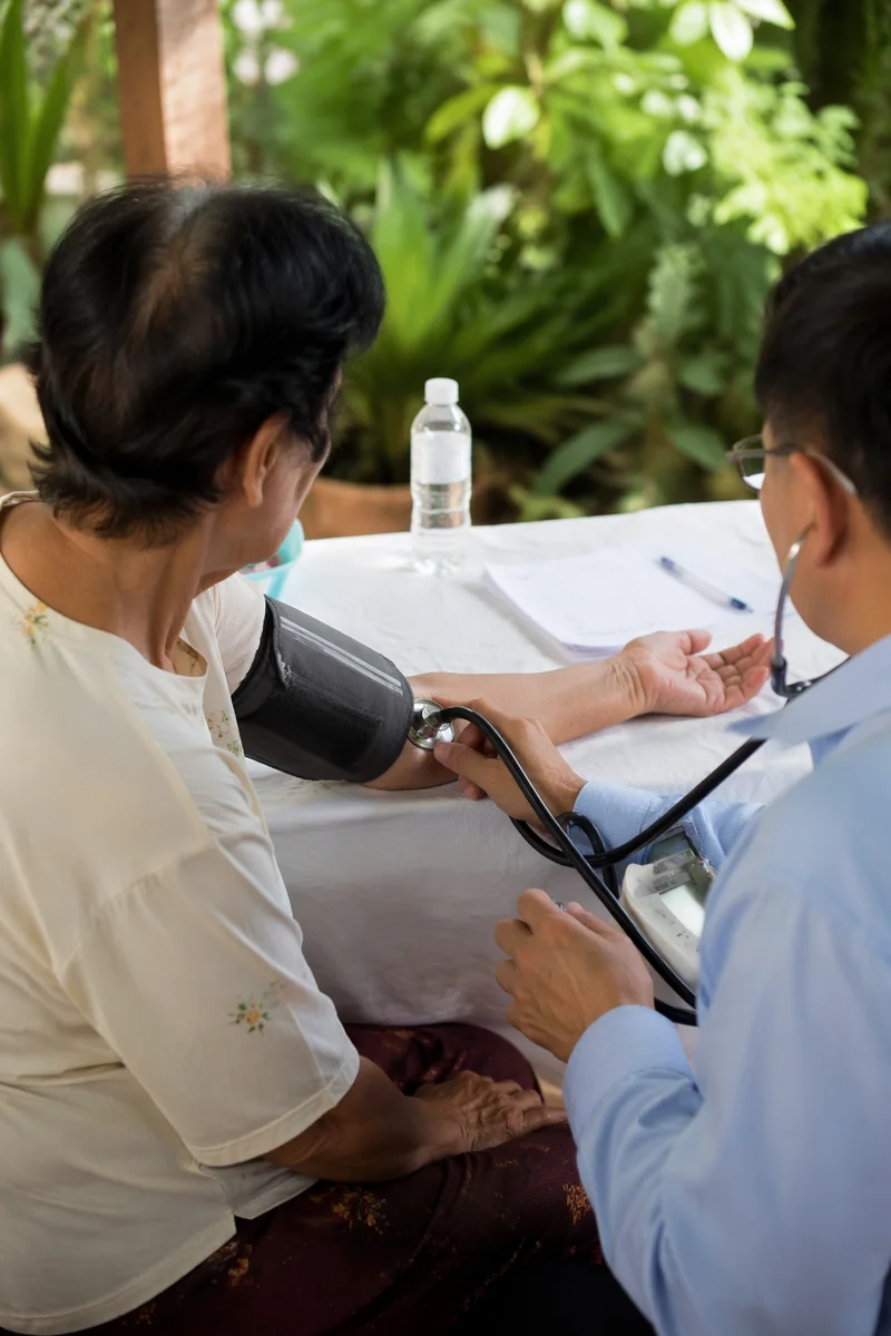 Outdoor Blood Pressure Health Check in Garden