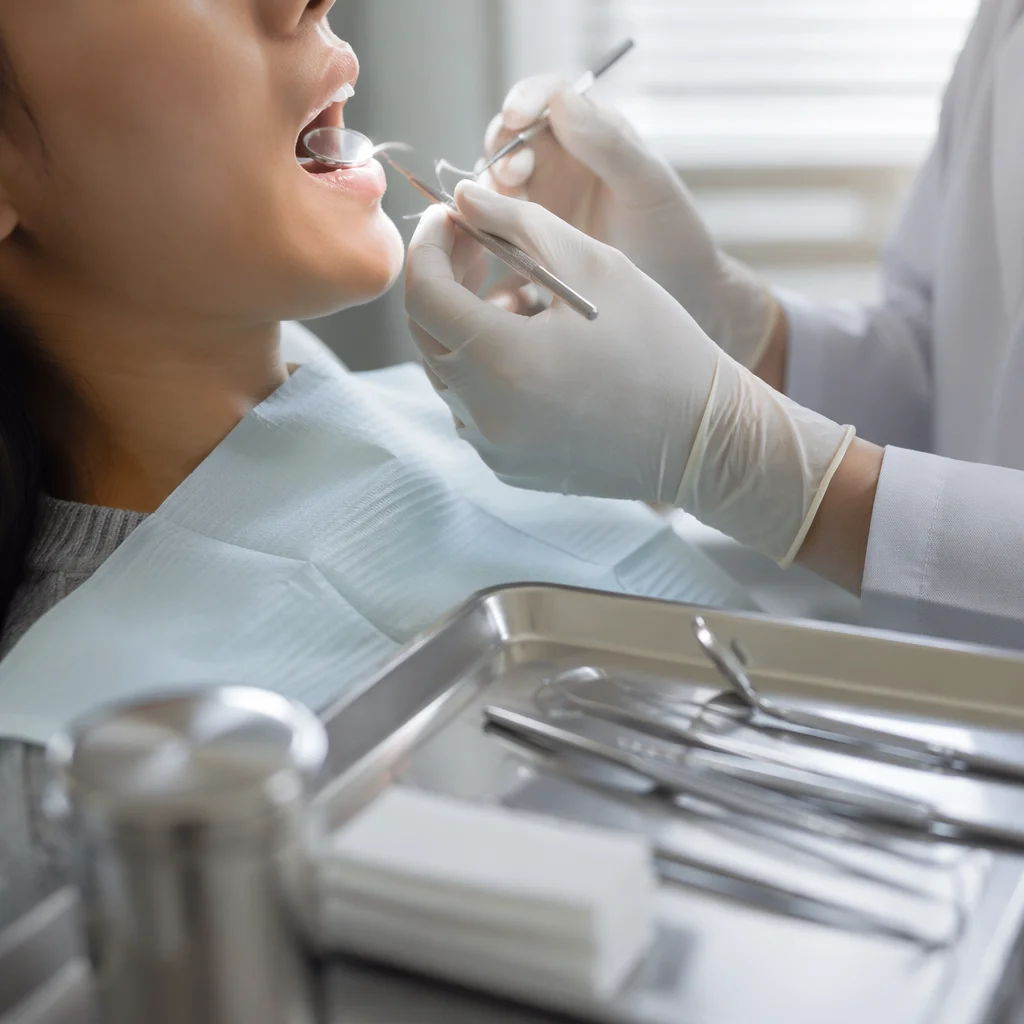 Gentle Dental Examination in Clean Clinic