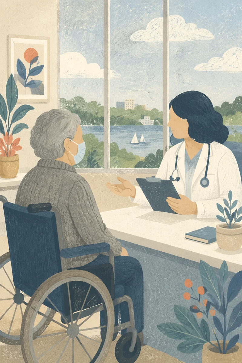 Doctor Consulting Elderly Patient in Clinic