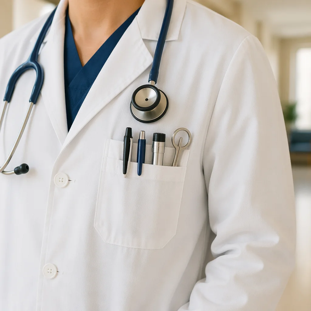 Doctor White Coat with Blue Stethoscope